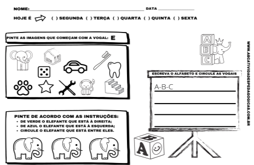 atividade letra E